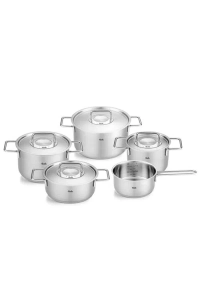 Fissler Pure Collection Stainless Steel 9 Piece Set With Metal Lids