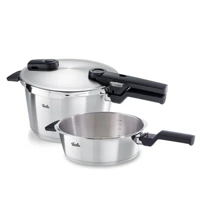 Fissler Vitaquick® Premium 2-piece Set, 2.6 Quart Pressure Skillet Set And 4.8 Quart Pressure Cooker In Stainless Steel