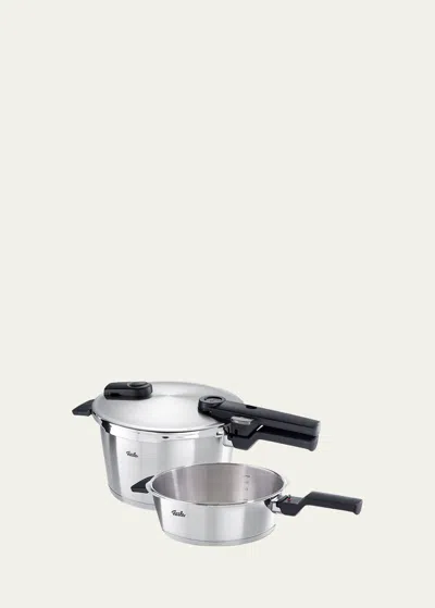 Fissler Vitaquick Premium 4.8 Qt Pressure Cooker And 2.6 Qt Skillet Set In Gray