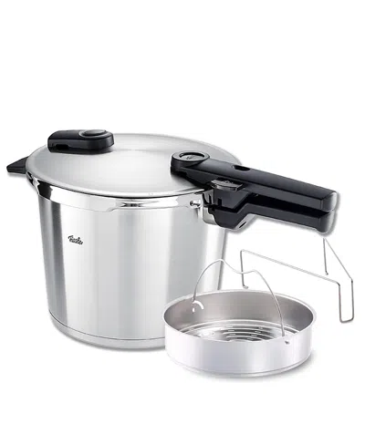 Fissler Vitaquick Premium Pressure Cooker With Steamer Insert And Tripod, 6.3 Qt In Silver