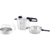 Fissler Vitavit Stainless Steel Premium Set 2.6 Quart , 6.3 Quart Pressure Cooker And Pressure Skillet In Stainless Steel