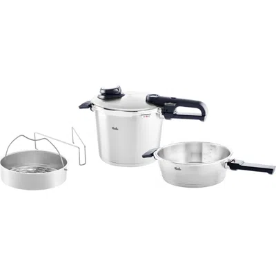 FISSLER FISSLER VITAVIT PREMIUM PRESSURE COOKER AND SKILLET SET WITH STEAMER INSERT AND TRIPOD