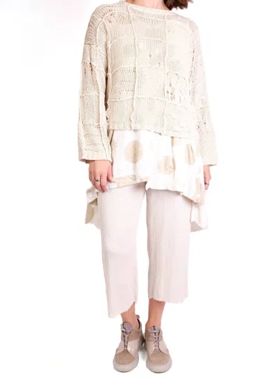 Fissore Cashmere Silk Knit Patch Sweater In Cream In White