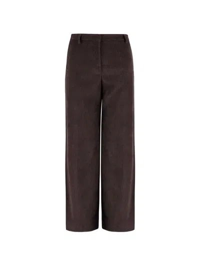 Fit Corduroy Wide-leg Trousers In Brown