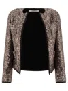 Fit F.it Cropped Sequined Jacket With Open Front In Brown