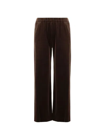 Fit Elasticated-waist Straight Trousers In Brown