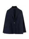 Fit Flap-pocket Single-button Blazer In Blue
