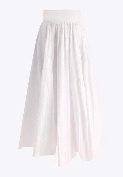 Fit Pleated Midi Skirt In White
