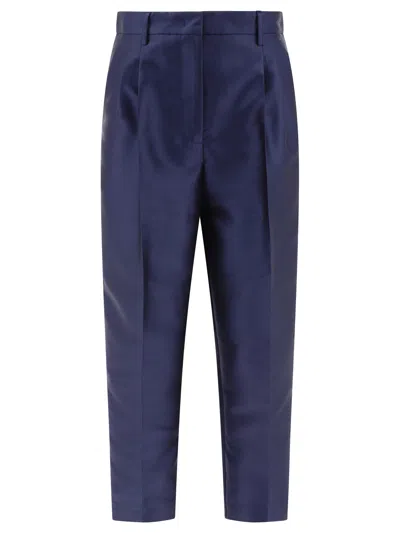 FIT PLEATED TROUSERS BLUE