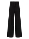 Fit Pleated Wide-leg Trousers In Black