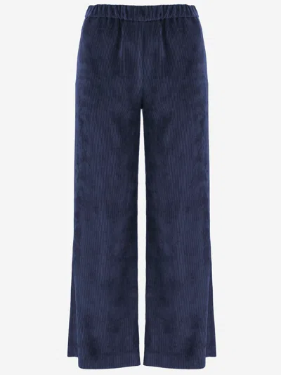 Fit F.it Ribbed Stretch Nylon Trousers In Blue