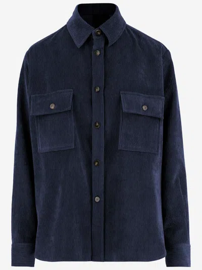 Fit F.it Ribbed Stretch Nylon-blend Shirt In Blue