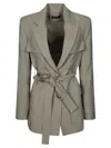 Fit Pocket Belted Jacket In Green