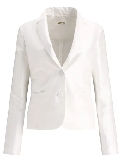 Fit Satin Single-breasted Blazer Jackets White