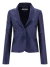 Fit F.it Satin Single Breasted Blazer In Blue