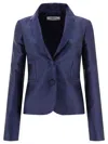 Fit F.it Satin Single Breasted Blazer In Blue