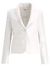 FIT SATIN SINGLE-BREASTED BLAZER JACKETS WHITE