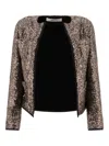 Fit F.it Cropped Sequined Jacket With Open Front In Black