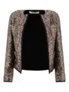 Fit F.it Cropped Sequined Jacket With Open Front In Brown