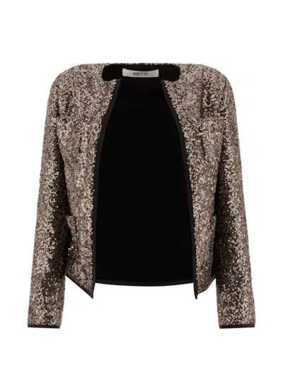 Fit Sequin Jacket In Brown