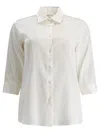 Fit Three-quarter Sleeves Button-down Shirt In White