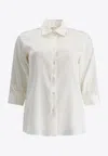 Fit Three-quarter Sleeves Button-down Shirt In White