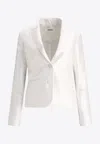 Fit F.it Satin Single Breasted Blazer In White