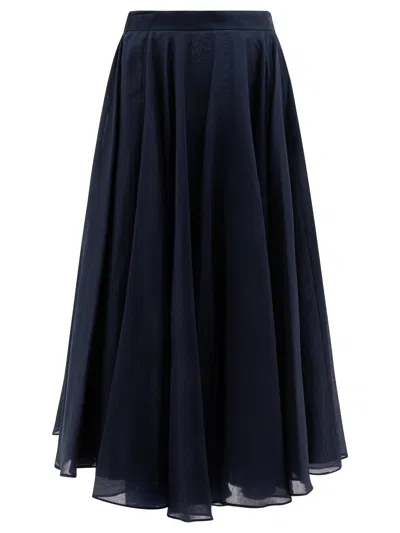Fit A-line Flared Midi Skirt In Blue