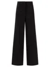 Fit Pleated Wide-leg Trousers In Black