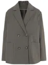 Fit F.it Stretch Cotton Double Breasted Jacket In Gray