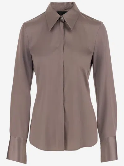 Fit F.it Stretch Silk Shirt In Brown