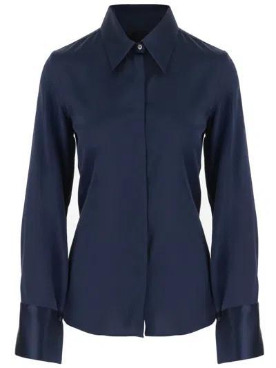Fit Stretch Silk Shirt With Pointed Collar
