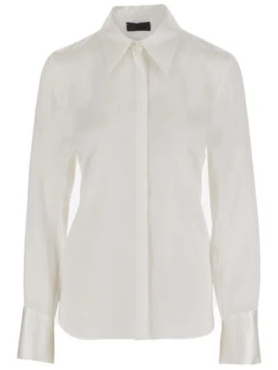 Fit Stretch Silk Shirt With Pointed Collar