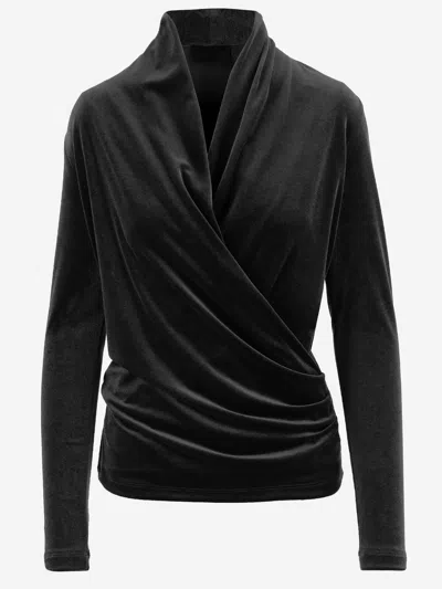 Fit F.it Stretch Velvet Cross Over Sweater In Black