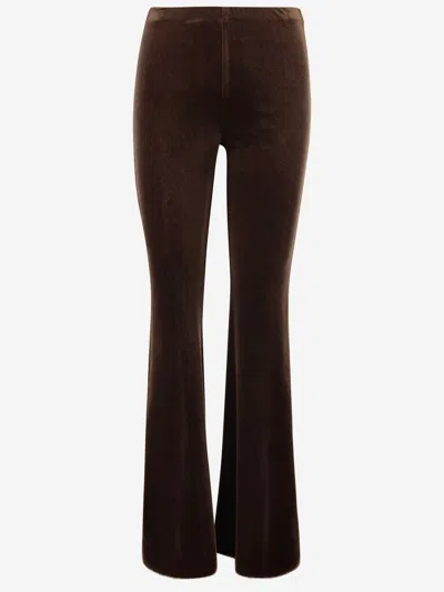 Fit F.it Stretch Velvet Flared-leg Trousers In Brown