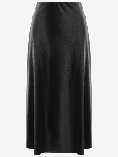 Fit Velvet-effect High-waisted Midi Skirt In Black