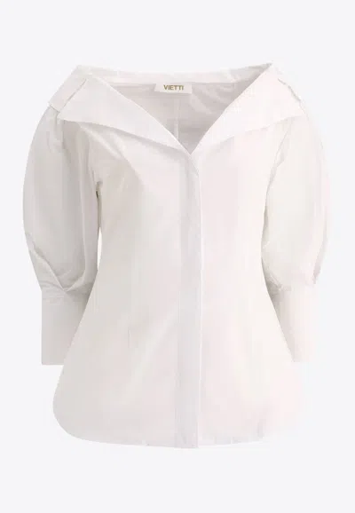 Fit V-neck Buttoned Shirt In White