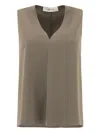 Fit V-neck Sleeveless Top In Gray
