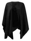 Fit Velvet Asymmetric Cape In Black