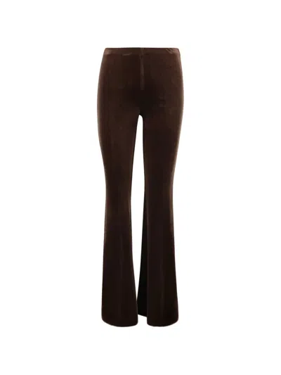 Fit Velvet Flared Trousers In Brown