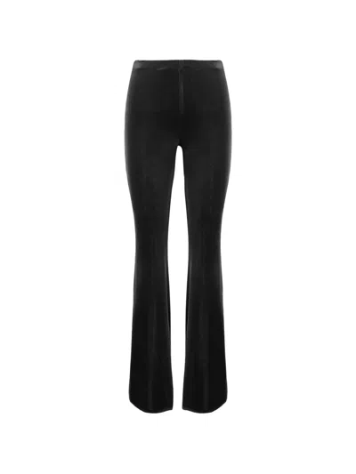 Fit Velvet-effect Flared Trousers In Black