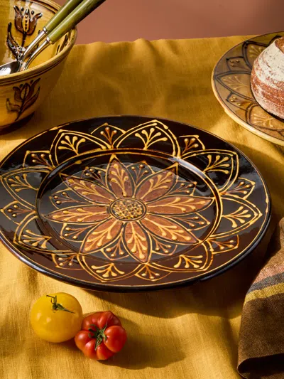 Fitch & Mcandrew Dahlias Slipware Serving Plate (13in/33cm)