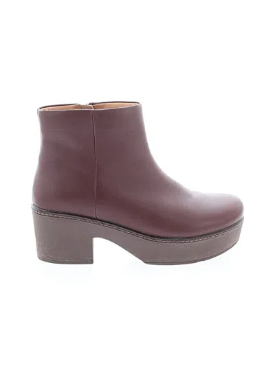 Pre-owned Fitflop Ankle Boots In Burgundy