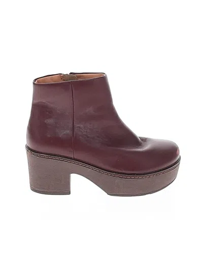 Pre-owned Fitflop Ankle Boots In Burgundy