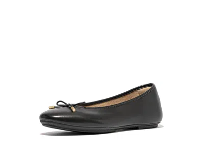 Fitflop Delicato Bow Soft Leather Ballerinas In Black