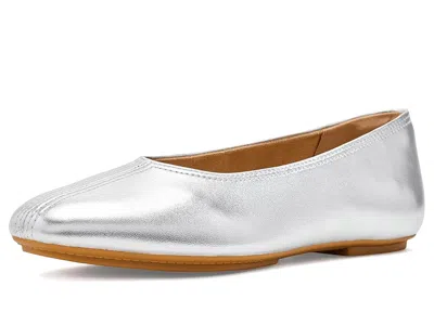 Fitflop Delicato High-cut Soft-leather Ballet Flats In Silver
