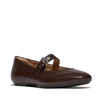 Fitflop Delicato Leather Mary Janes In Brown