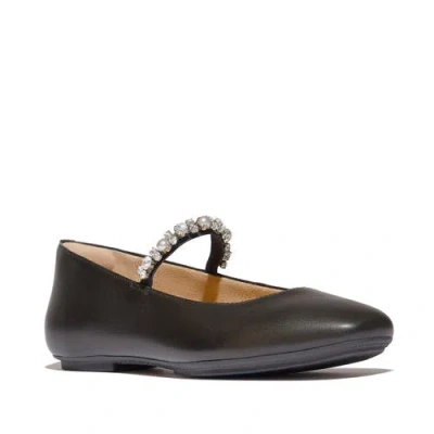 Fitflop Delicato Pearls-and-crystal Soft-leather Ballerinas In Black