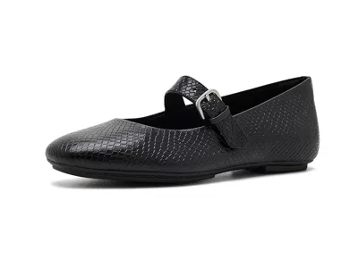 Fitflop Delicato Snake Mary Janes Women's Dress Flat Shoes All Black: 6 M (b)