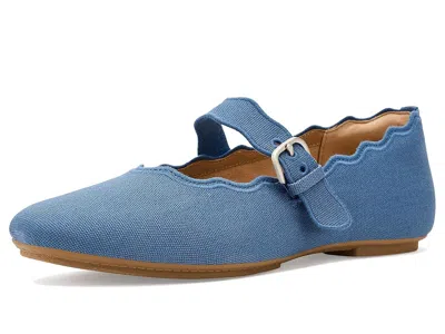Fitflop Delicato Wave-edge Canvas Mary Janes In Blue